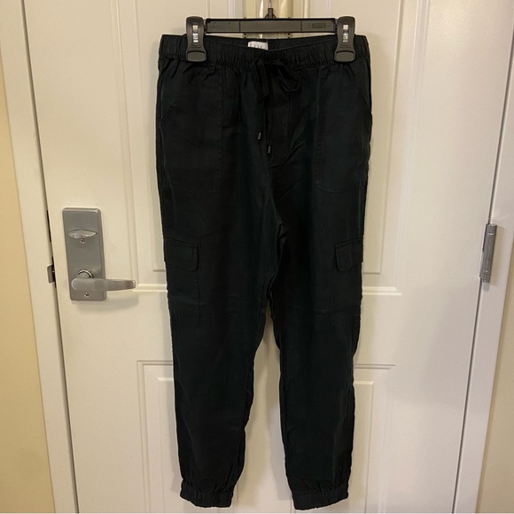 Nicole Miller Black Linen Cargo Pants